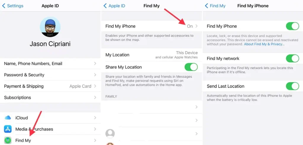 how to turn off find my iphone on child's phone
