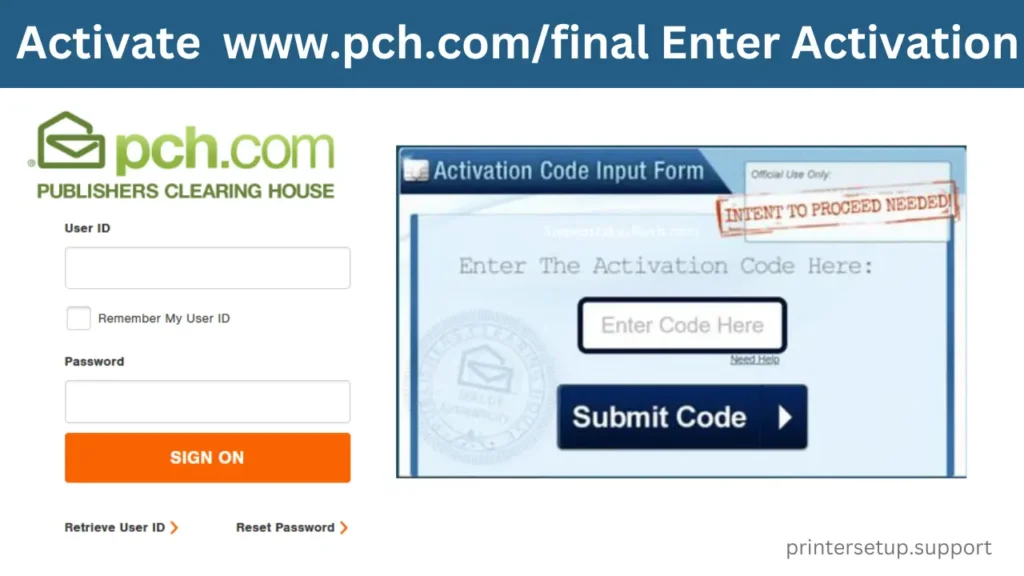 www.pch.com/final Enter Activation Code Issue Resolved